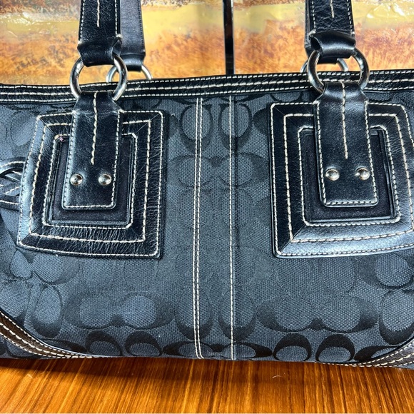 Coach Signature Soho Satchel Black Jacquard and Leather Vintage Great Condition - Picture 3 of 13
